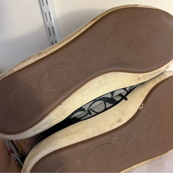 COACH Francesca 8M Canvas Leather Shoes Sneakers Black Gray Logo Tennis Shoes - Picture 4 of 4